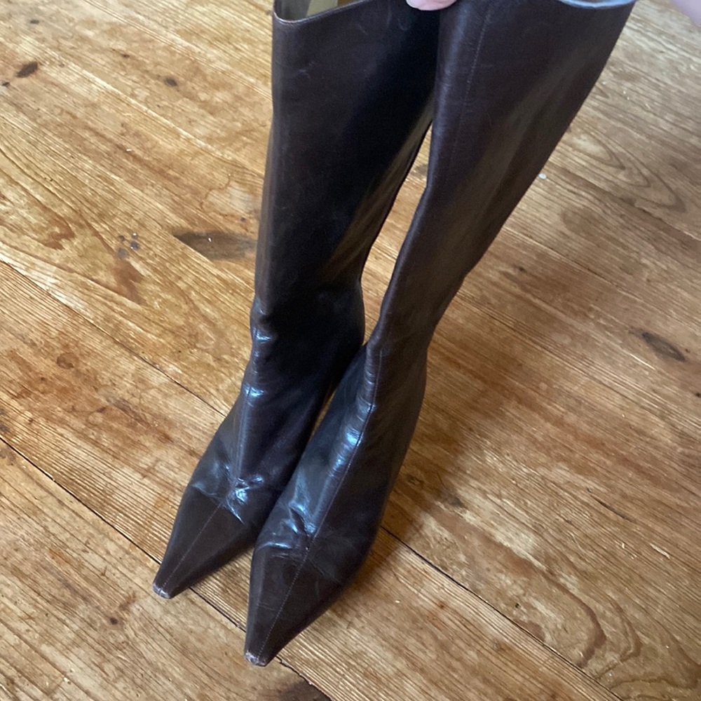 Jimmy Choo brown leather high heel boots